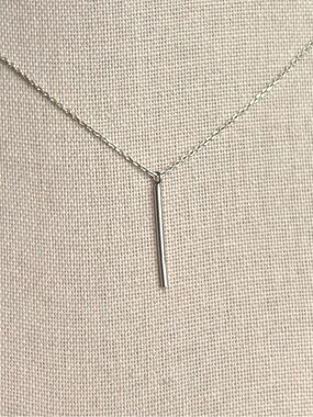 S925 Sterling Silver Vertical Bar Pendant Necklace Minimalist Dainty Drop Choker